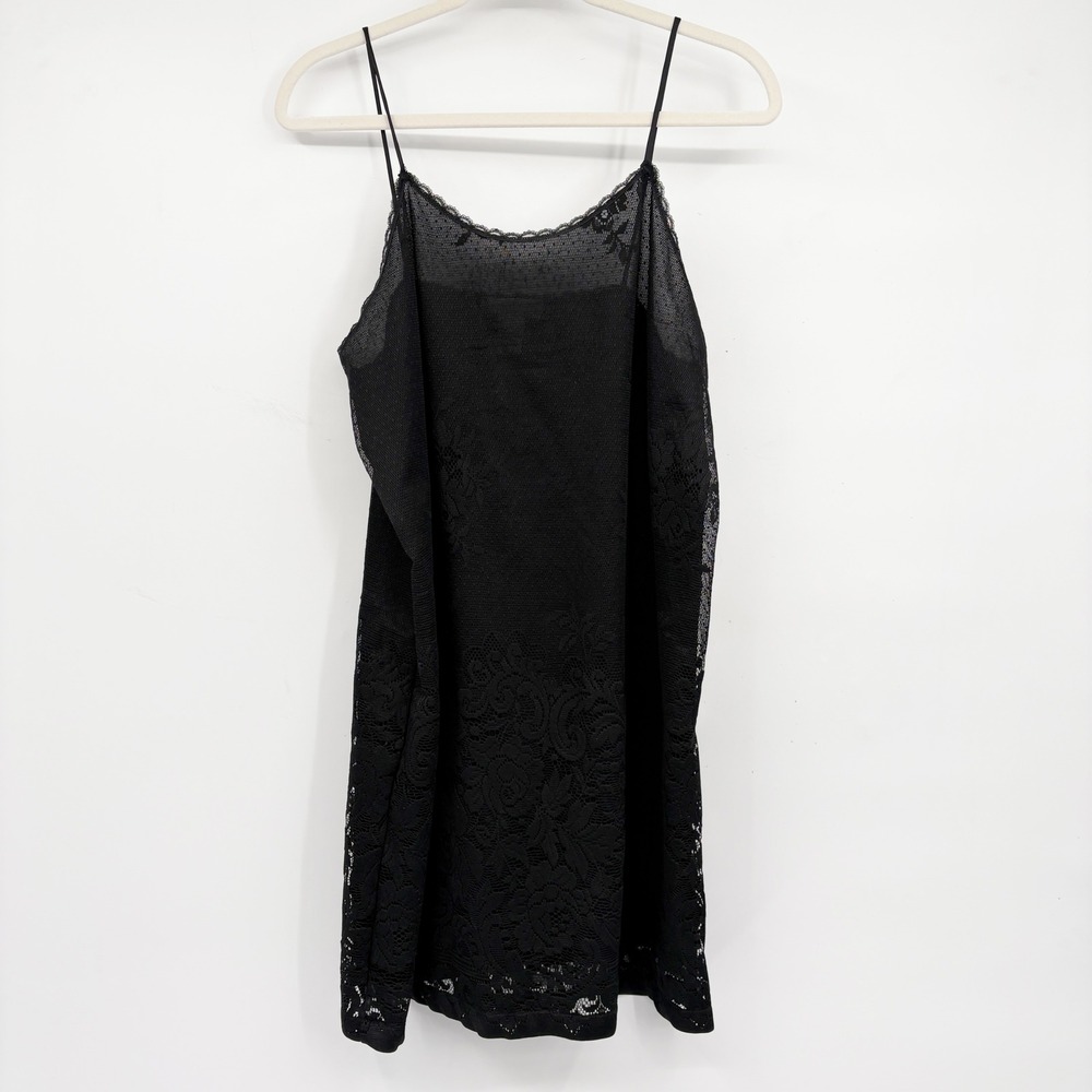 Private Luxuries Womens Black Floral Lace Overlay Gothic Romantic Slip Dress M